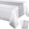 Tablecloth and Sequin Table Runner Set Polka Dots (White, Silver) 108"L x 12"W